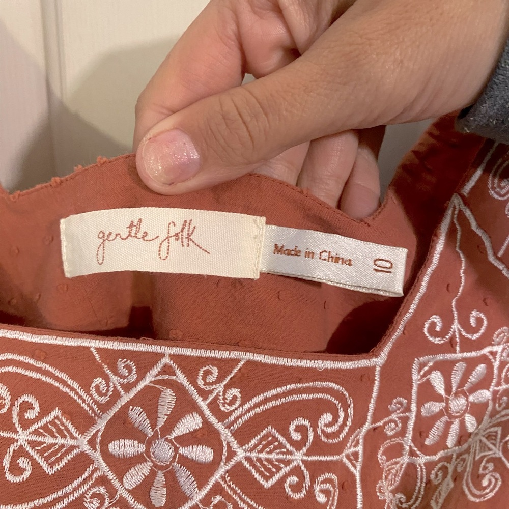 anthropologie Gentle Folk Embroidered Blouse • 10 Medium - Picture 3 of 6